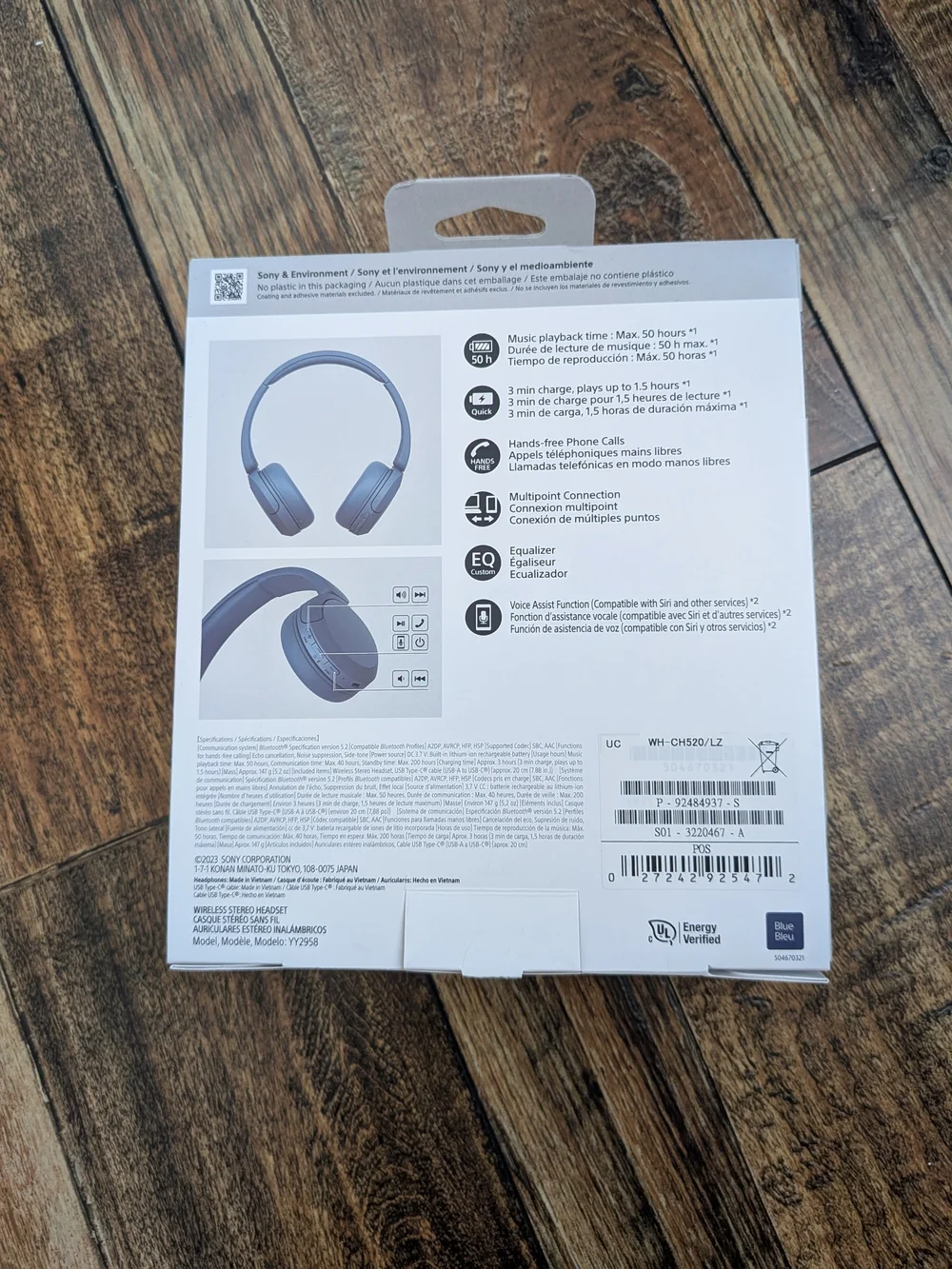 Sony WH-CH520 Wireless Headphones - Blue